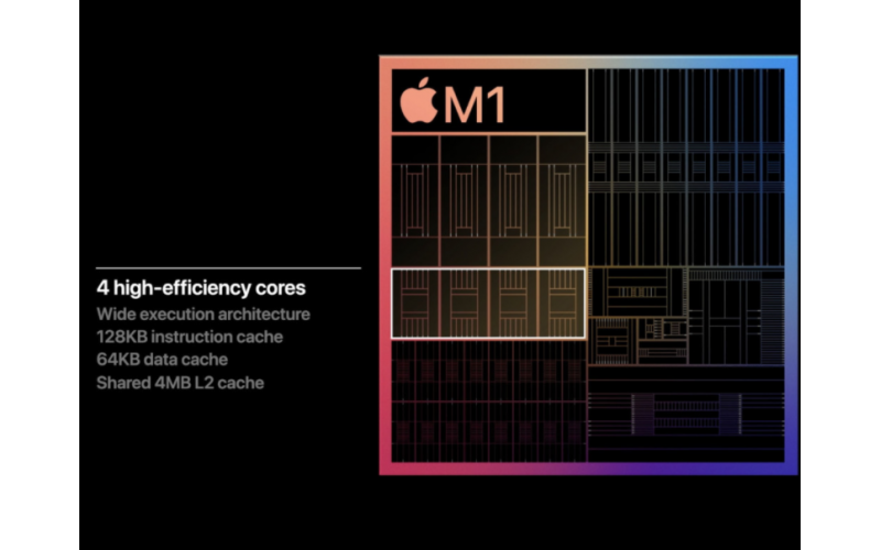 Apple M1 chip power consumption - faster speed - lower power consumption